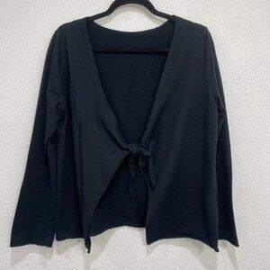 No Brand, Women's Black Long-sleeve Tie-Front Cardigan 100% Cotton- Size Medium